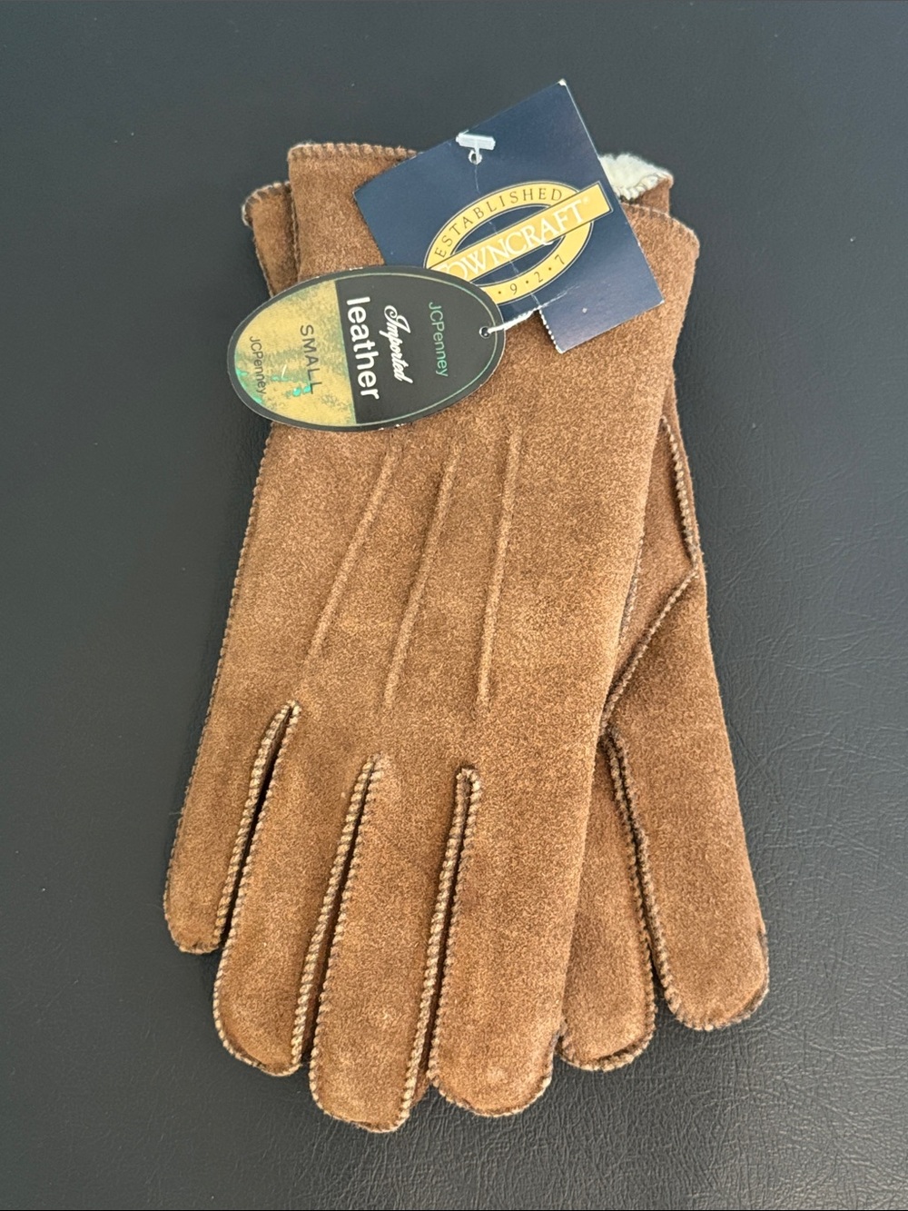 Towncraft Men's Leather Gloves Brown Suede Fully Lined Small  NWT